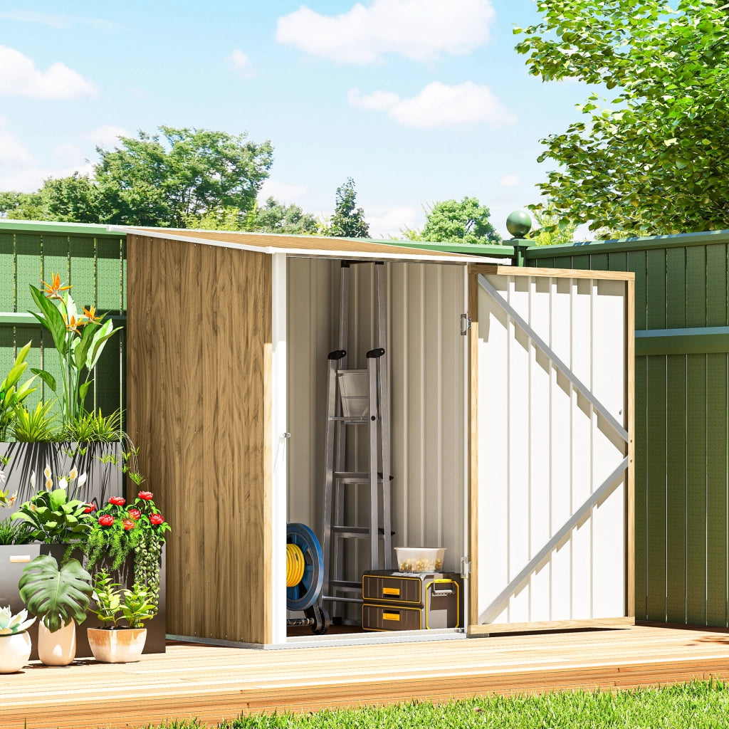 Casetta Giardino Attrezzi in Acciaio ¨C Zephmum ¨C Marrone Chiaro 100x104x160 cm