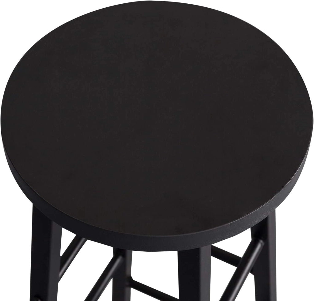 Sgabelli da Bar Set di 2, Sgabello Alto 71 cm con Poggiapiedi, Seduta Tonda Sedia Alta per Penisola Cucina, Sala da pranzo, Bancone in Acciaio Legno, Nero