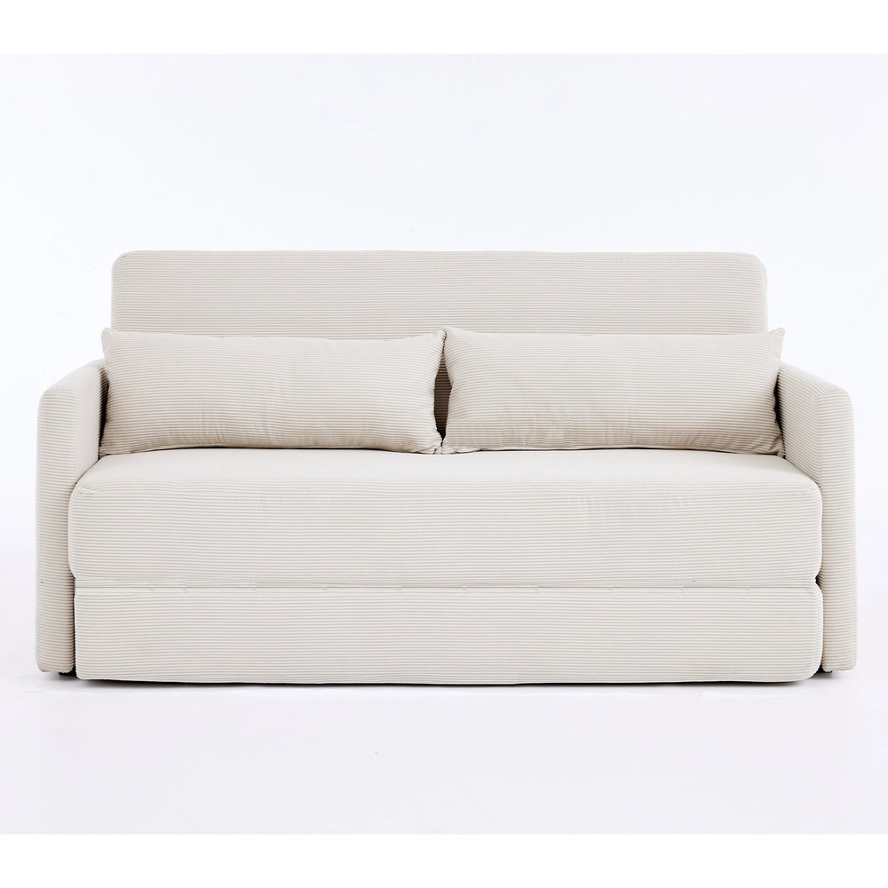 Divano letto 2 posti ¨C Minimal ¨C Beige tessuto con cuscini 165x92x82 cm