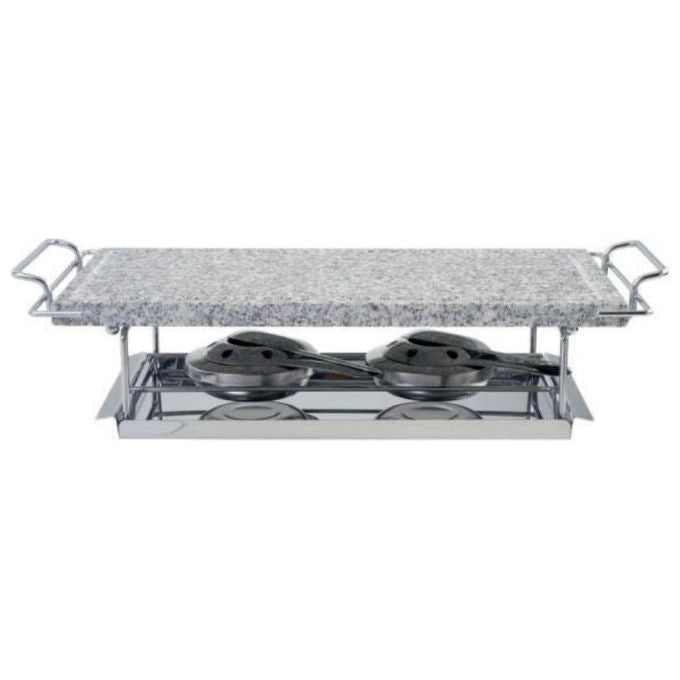 Kaufgut, Grill Pietra Naturale con 2 Bruciatori, 19x37 cm, Acciaio Inox