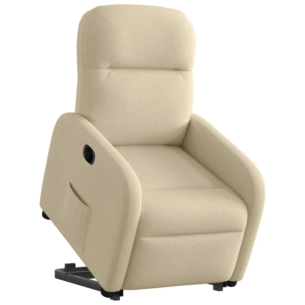 vidaXL Poltrona Alzapersona Reclinabile Elettrica Crema in Tessuto