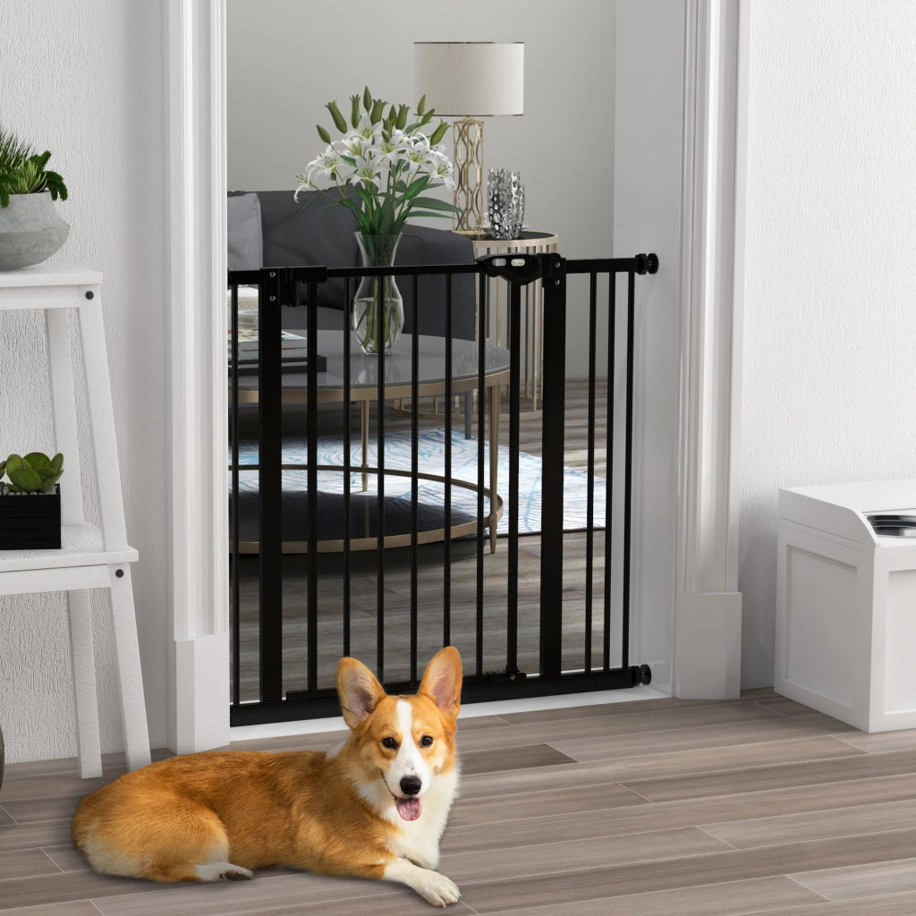 Cancellino per Cani a 2 Estensioni con Larghezza Regolabile fino 100 cm e Chiusura Automatica, Nero
