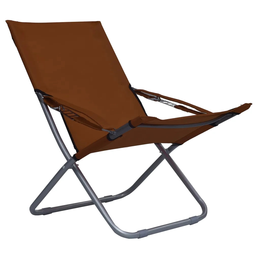 Sedie da Spiaggia Pieghevoli 2 pz in Tessuto Marronecod mxl 94427