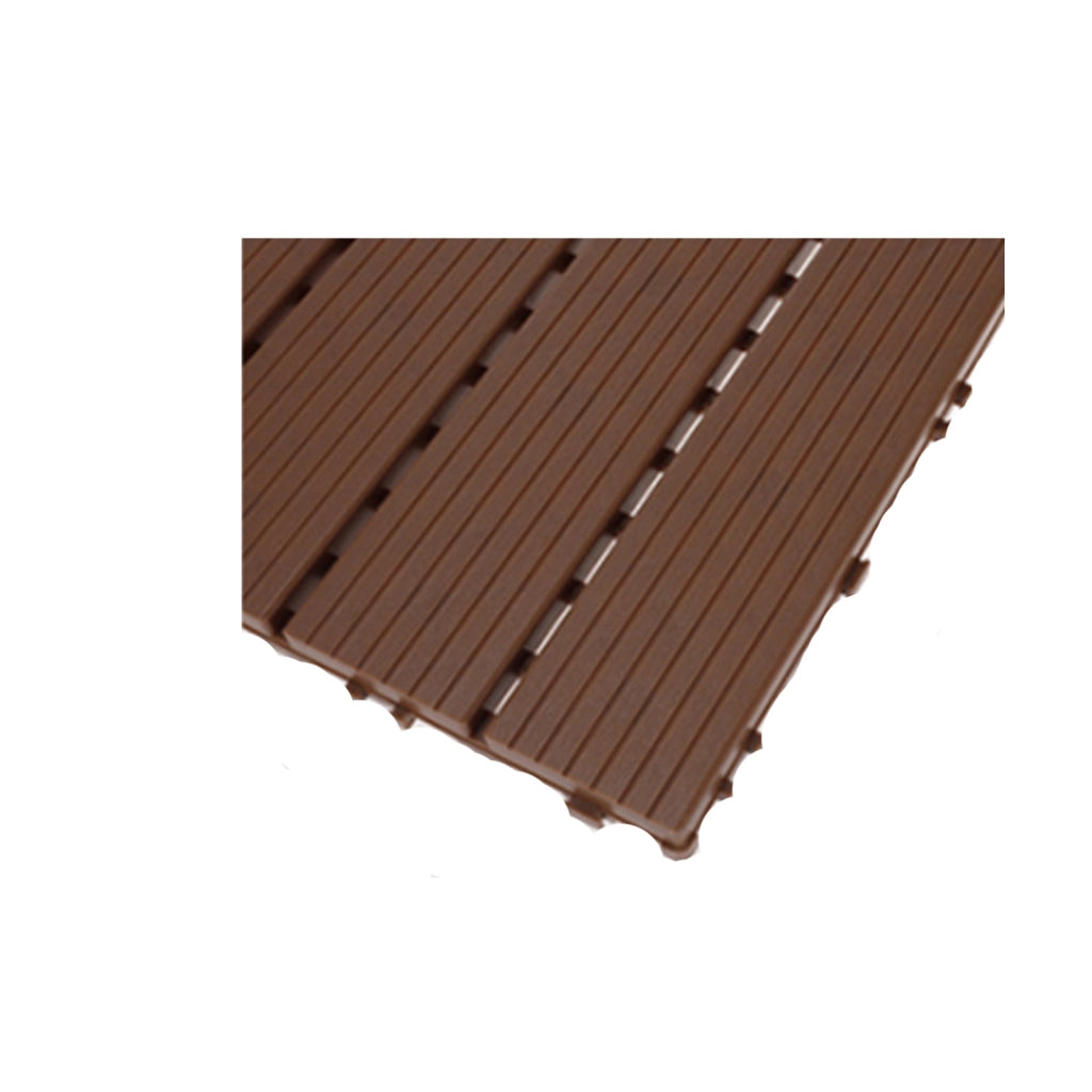 Set 10 Piastrelle PVC Giardino 30x30x2 cm Marrone a Incastro