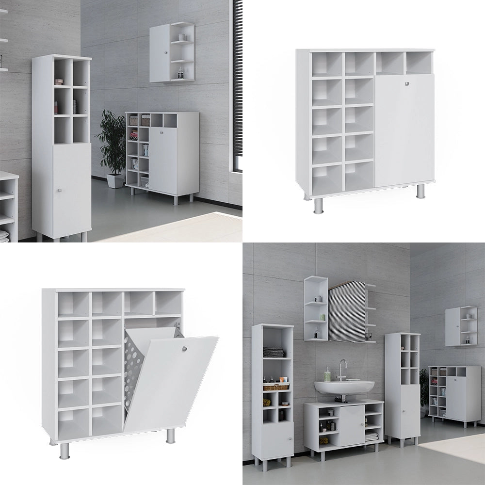 Armadietto da bagno con portabiancheria Fynn Bianco 78.4 x 91.6 cm Vicco