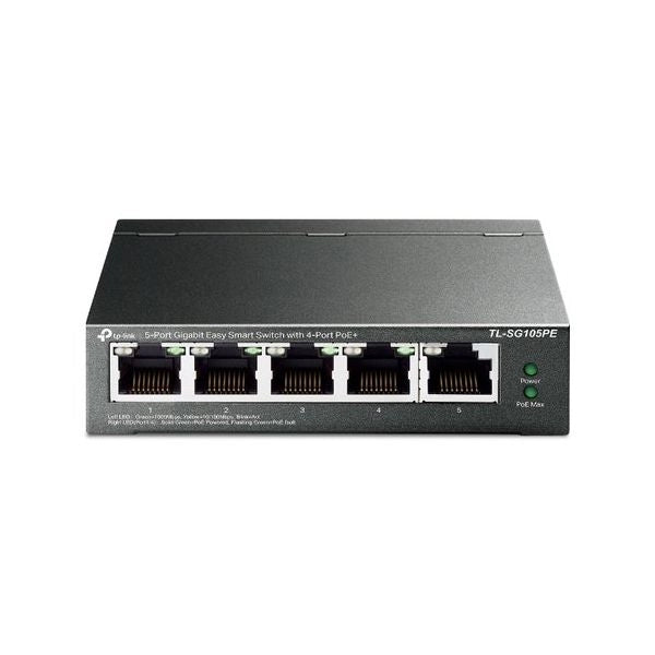 Tp-link tl-sg105pe switch di rete gestito l2 gigabit ethernet (10/100/1000) supporto power over ethernet (poe) nero