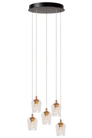 Lampada a sospensione BERLIANE LED 5 luci oro nero Lucide