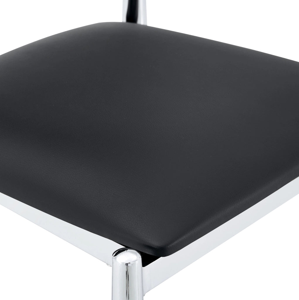 Sedia da pranzo 80 cm con schienale ergonomico in PU nero