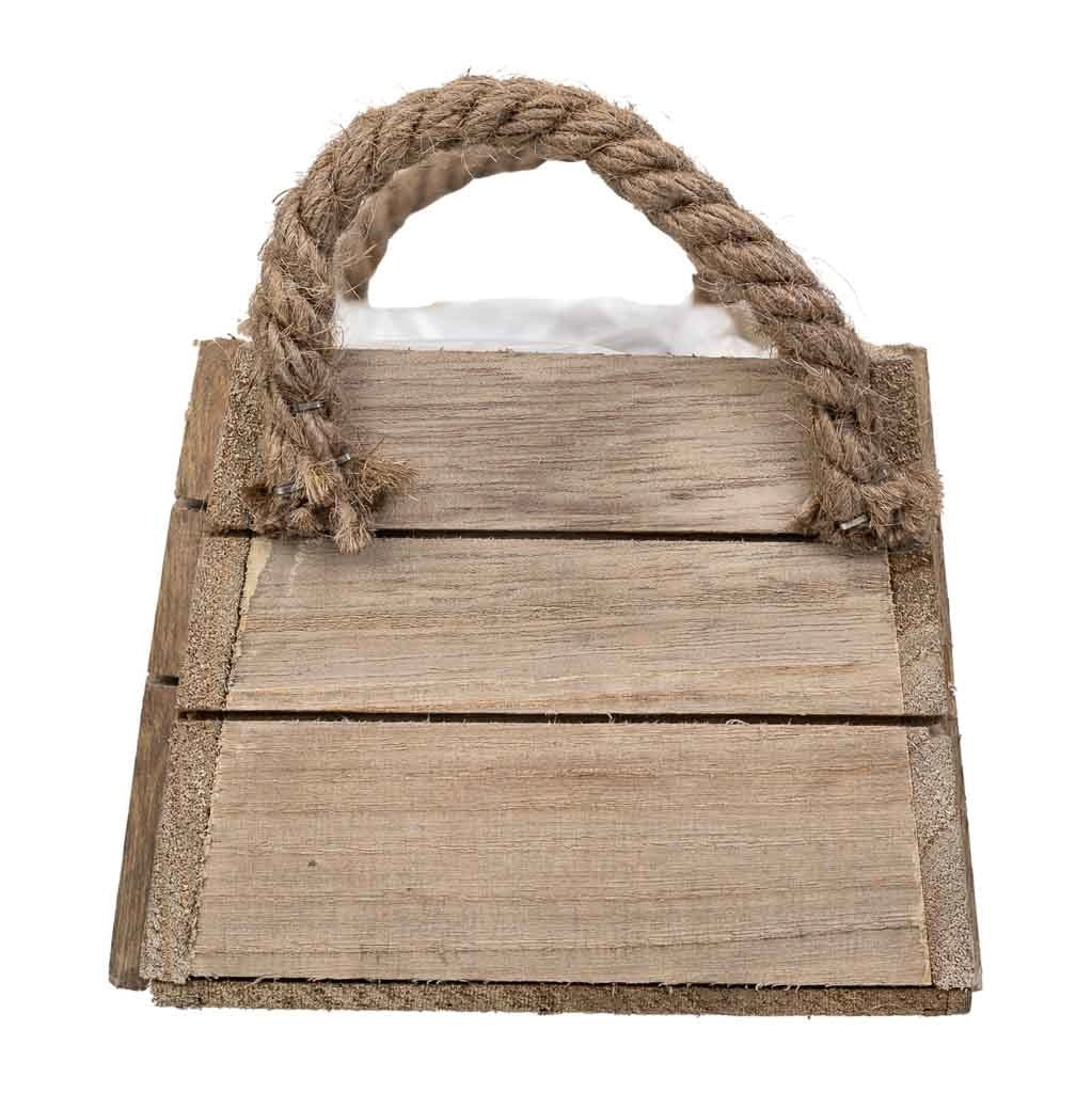 Cesto in legno con manici marroni 27x11x11h