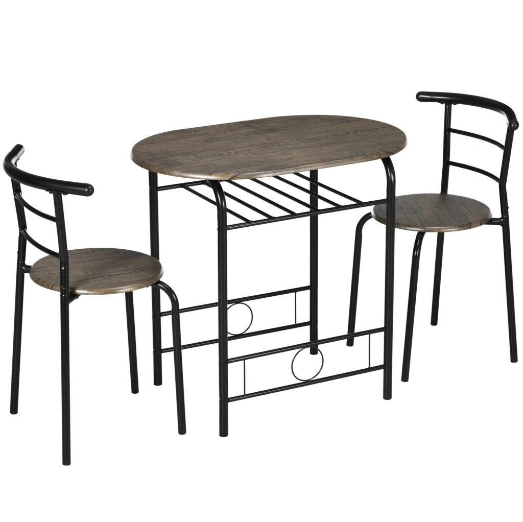 Set bistro 80x53x74.5 cm con ripiano; in metallo; nero