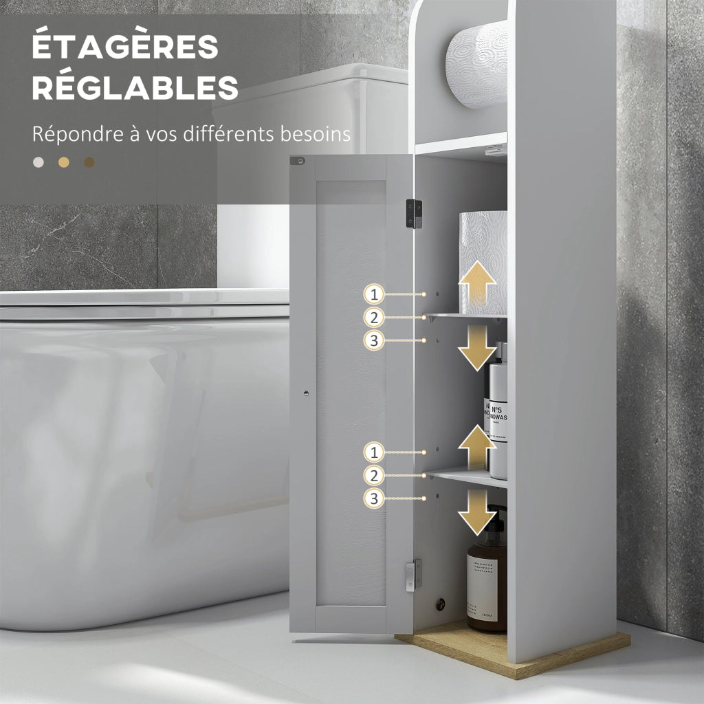 Mobiletto bagno con ripiano regolabile e armadietto ¨C zephmum ¨C 20x20x80 cm bianco