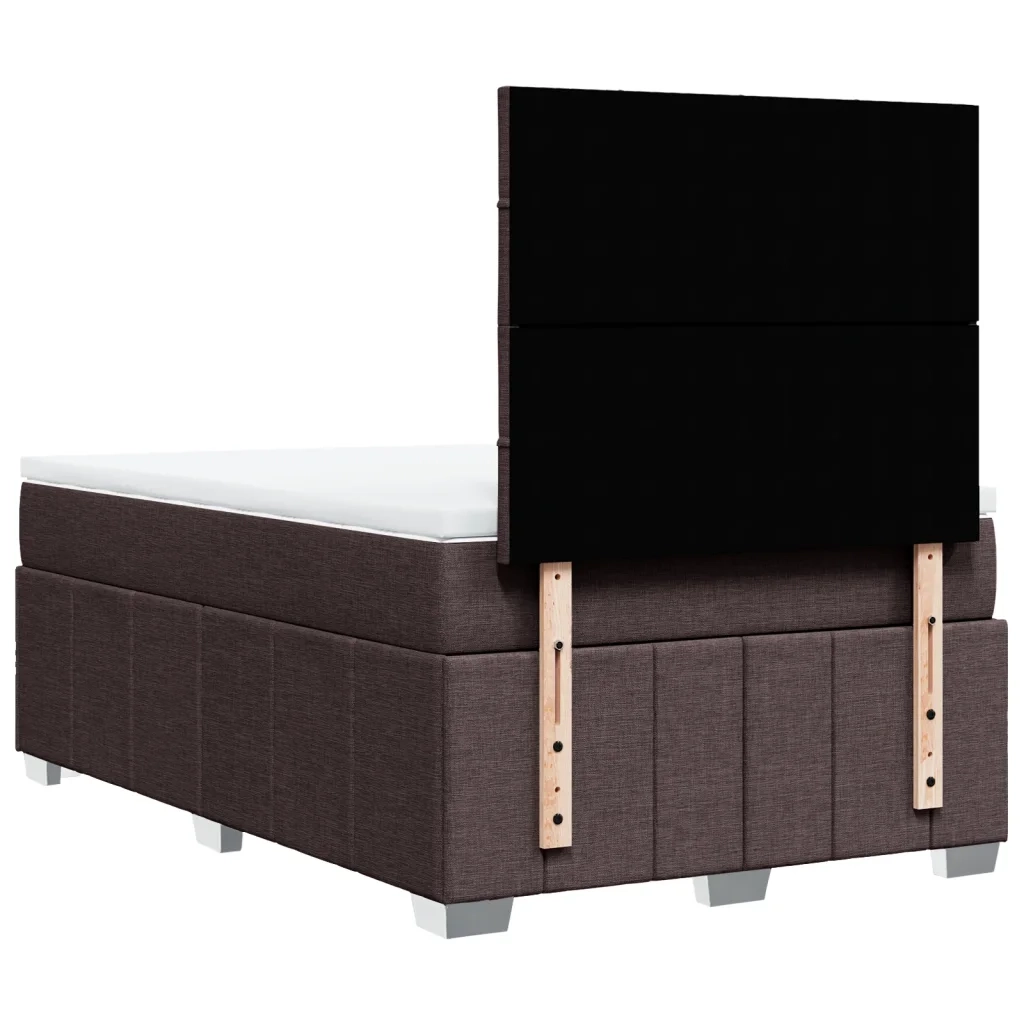Giroletto a Molle con Materasso Marrone Scuro 120x200cm Tessuto