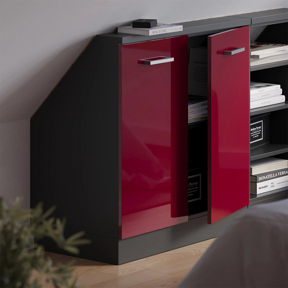 Mobile sottotetto Rion Rosso lucido/Antracite con 2 porte Vicco