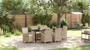 Set da Pranzo da Giardino da 7 con Cuscini Beige in Poliestere