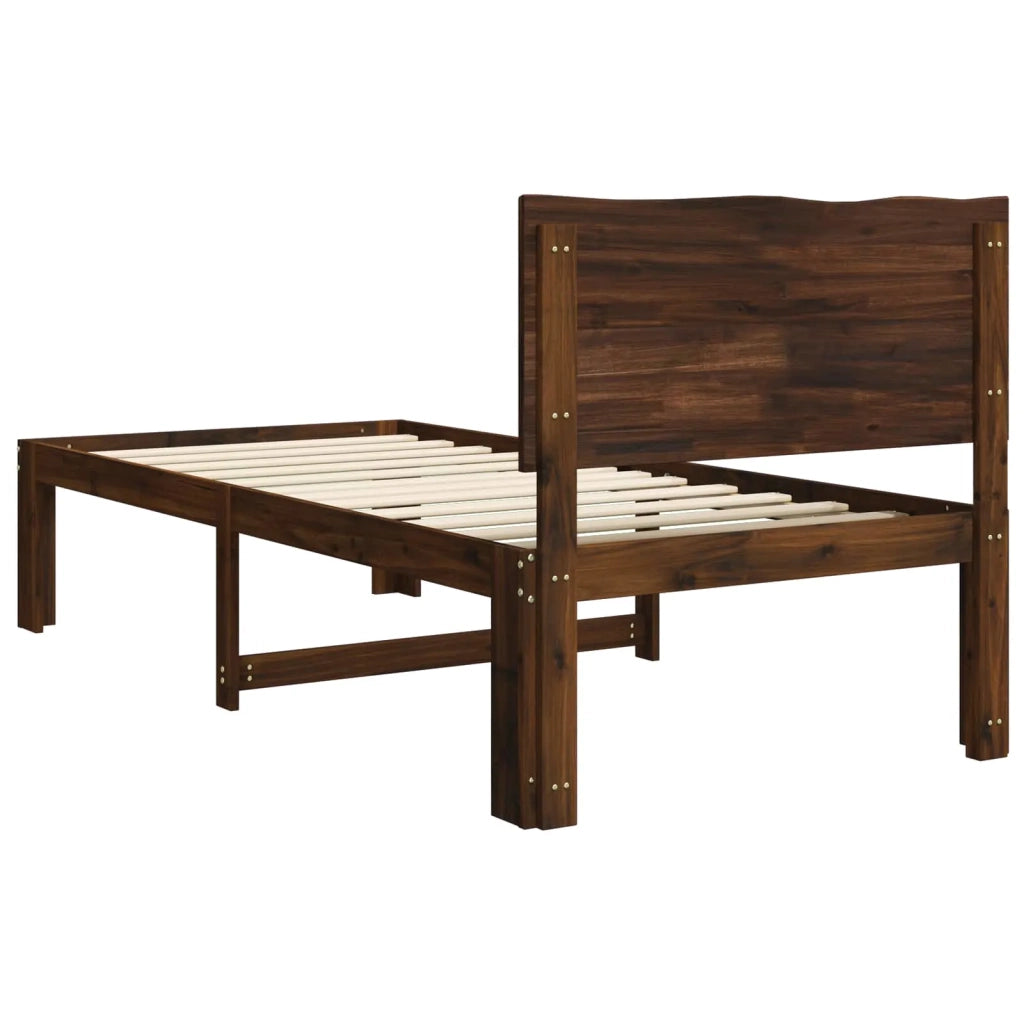 Letto Singolo con Testiera ROSTOCK Marrone Scuro 90 x 190 cm 903440