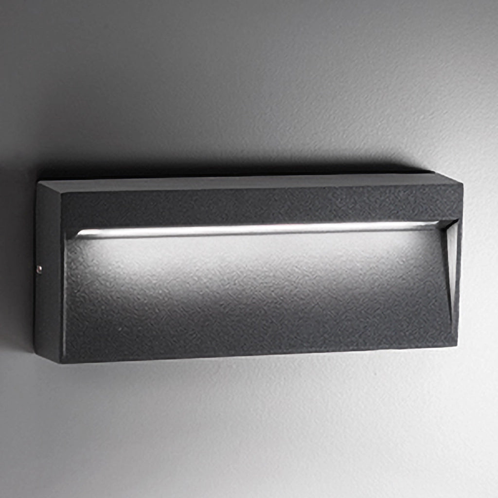 Bottom Lampada da Parete a LED Grigio Scuro 8.5W IP54 3000K in Alluminio pressofuso per Interni ed Esterni Design Moderno ed Elegante Linea Slim