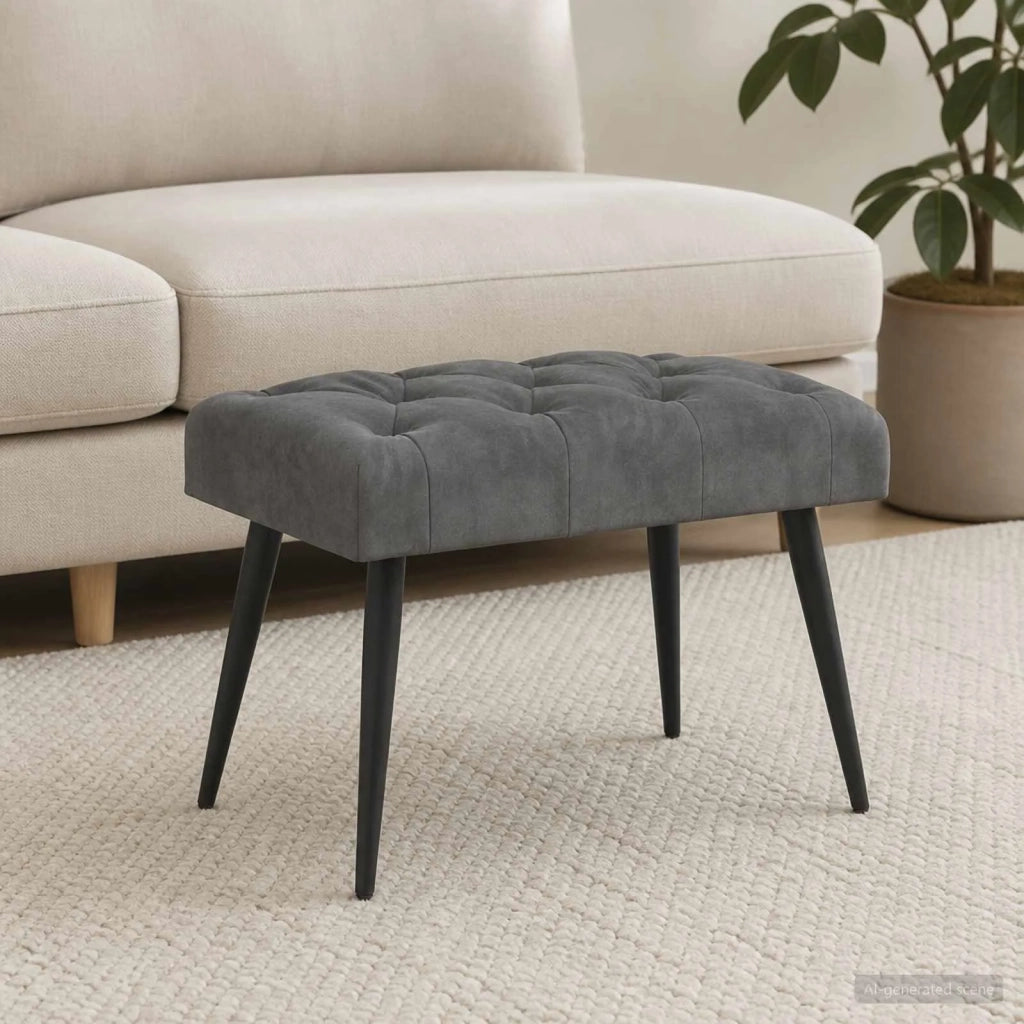 Panchina con bottoni imbottiti Grigio Scuro 60 x 40 x 45 cm 42038544