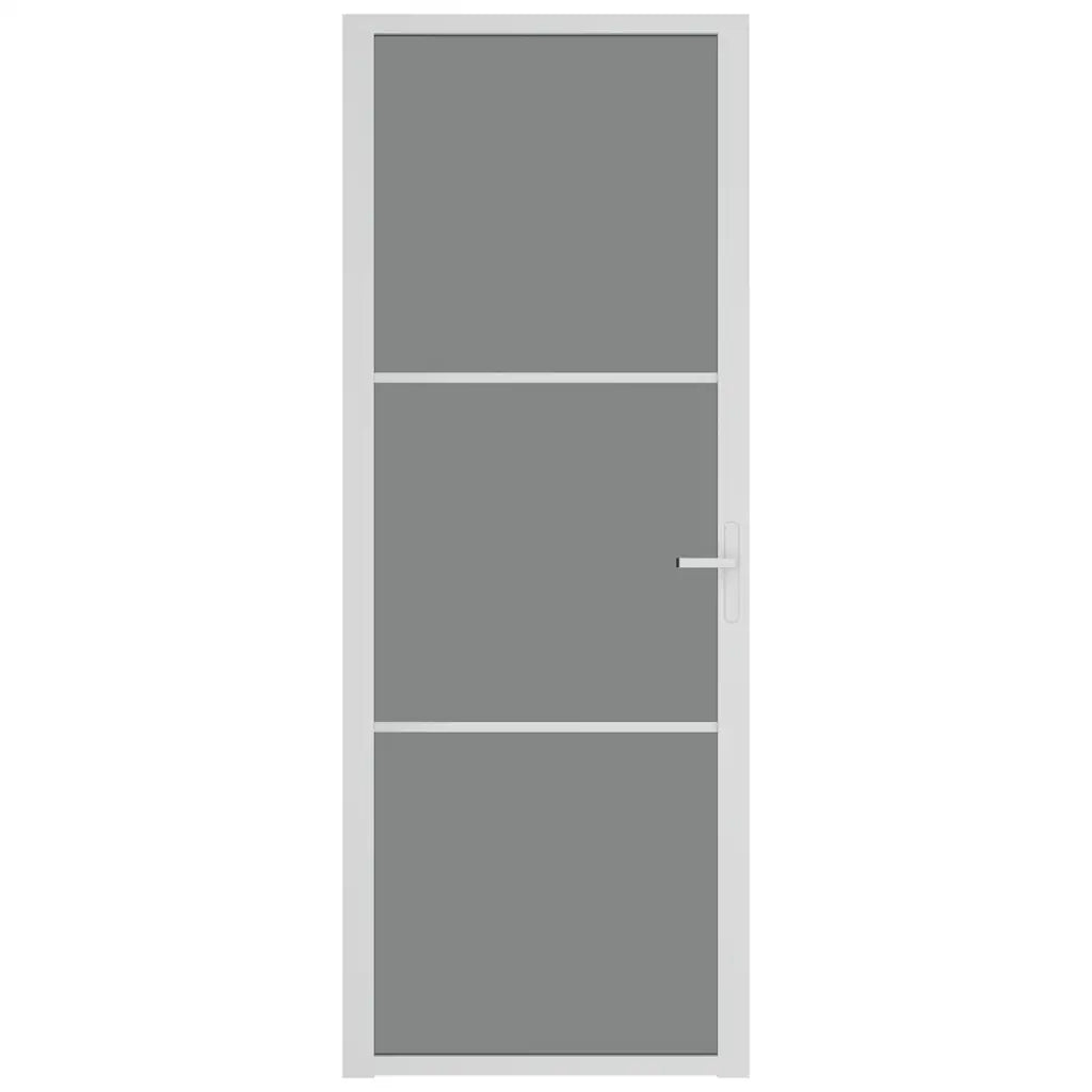 Porta Interna 76x201,5 cm Bianca in Vetro ESG e Alluminio 350584