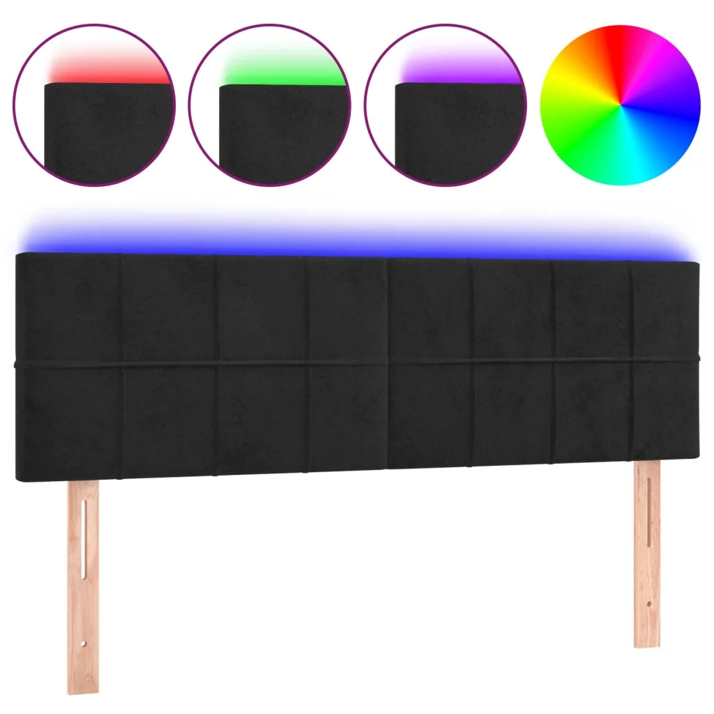 Testiera | Testata a LED Nera 144x5x78/88 cm in Velluto