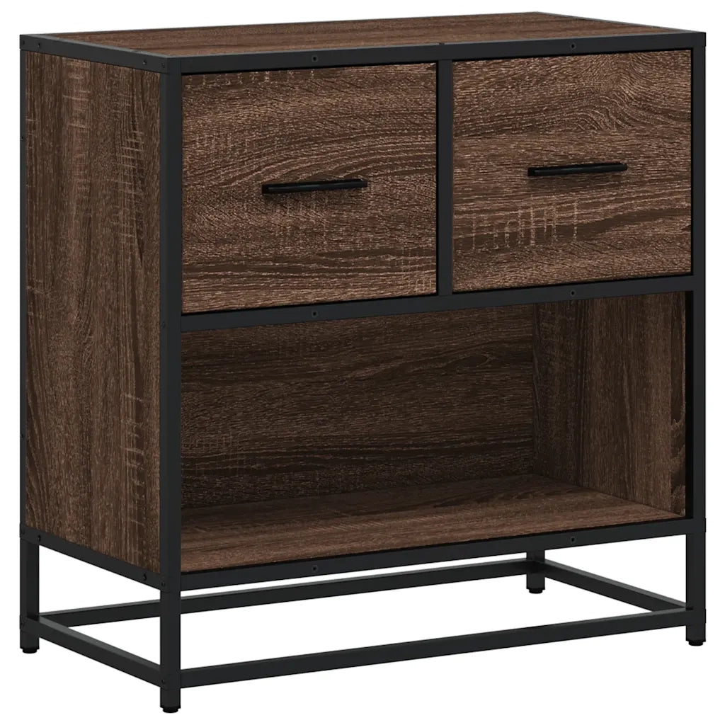 Comodino | Armadio da Notte | Mobiletto da notte Rovere Marrone 60x31x60 cm Legno Multistrato e Metallo