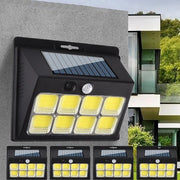 Set di 4 lampade solari acqua-resistenti per esterno, con COB 120 sensore di movimento, 3 modalità.