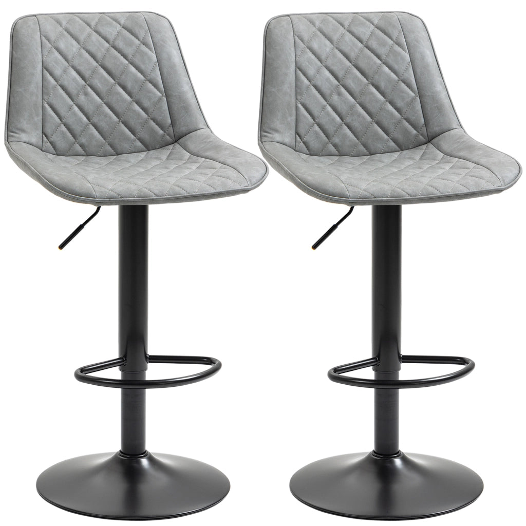 Set di 2 sgabelli da bar girevoli altezza regolabile ¨C zephmum ¨C grigio similpelle 86-106 cm