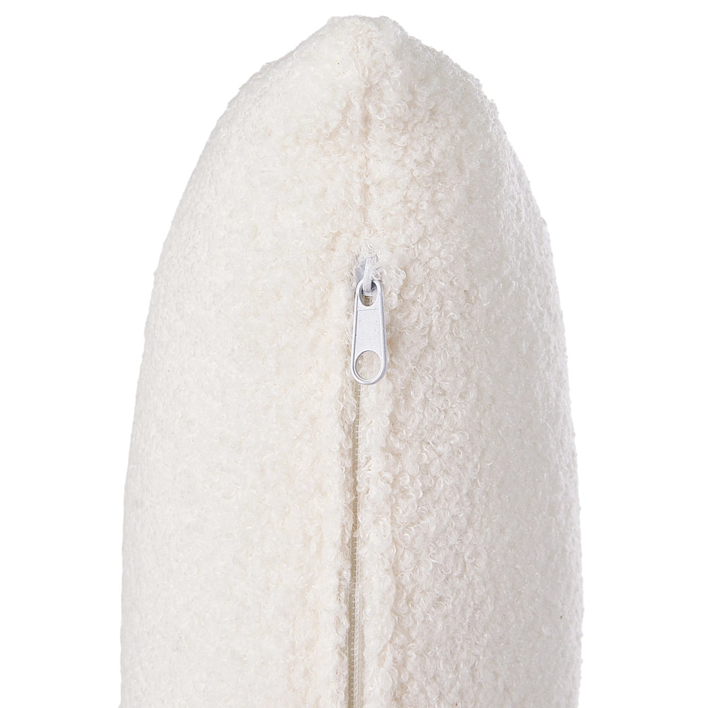 Poltrona Bianco sporco Boucle Tessuto Morbido Nubby Legno Chiaro Gambe Metallo Schienale Curvo Stile Retro Glam Art Decor