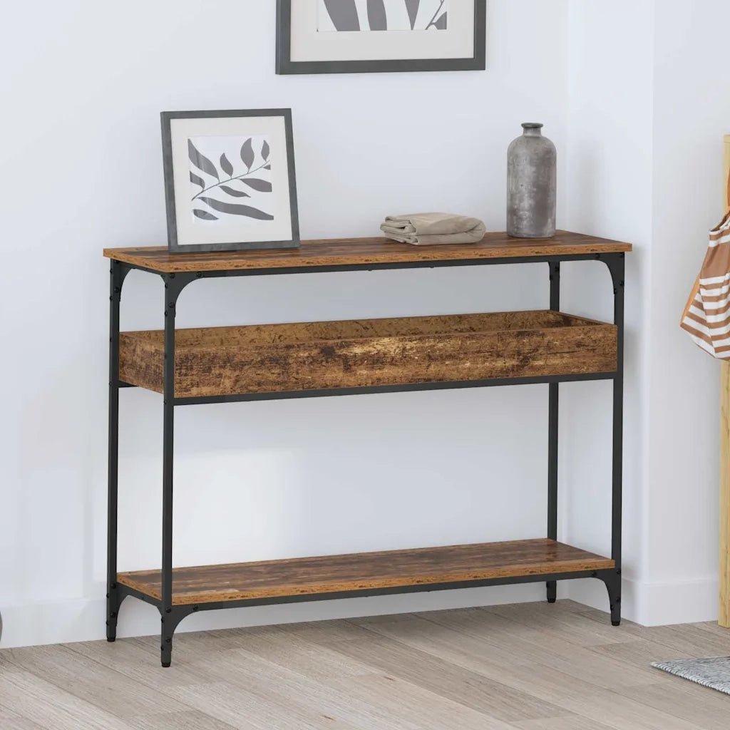 Tavolo consolle con lo scaffale Legno vecchio 100 x 29 x 75 cm 883522