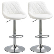 SET 2 SGABELLI DA BAR CON SCHIENALE E ALTEZZA REGOLABILE INDUSTRIAL BIANCO