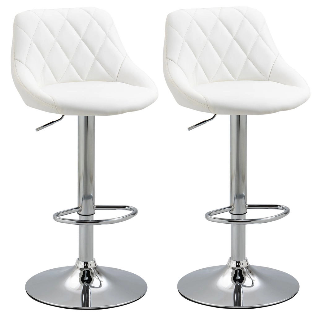 SET 2 SGABELLI DA BAR CON SCHIENALE E ALTEZZA REGOLABILE INDUSTRIAL BIANCO