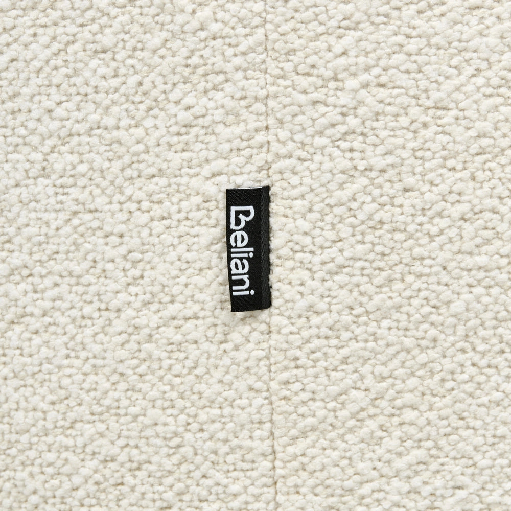 Poltrona Curva Industriale in Bouclé con Base Nera Girevole a 360° Bianco sporco