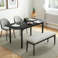 Tavolo Allungabile 4-6 Posti Espandibile da 120-160 cm con Gambe in Acciaio, Nero