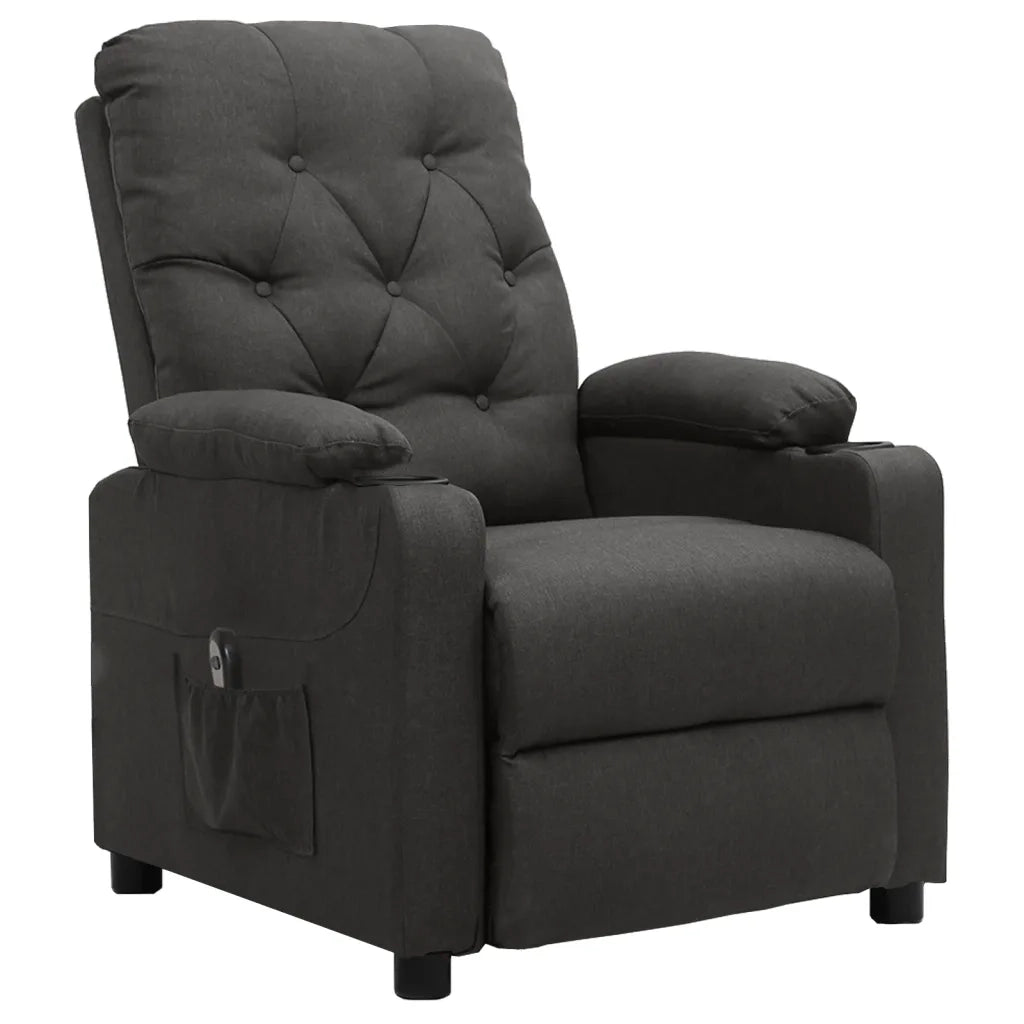 Poltrona | Sedia Relax Elettrica Reclinabile Grigio Scuro in Tessuto