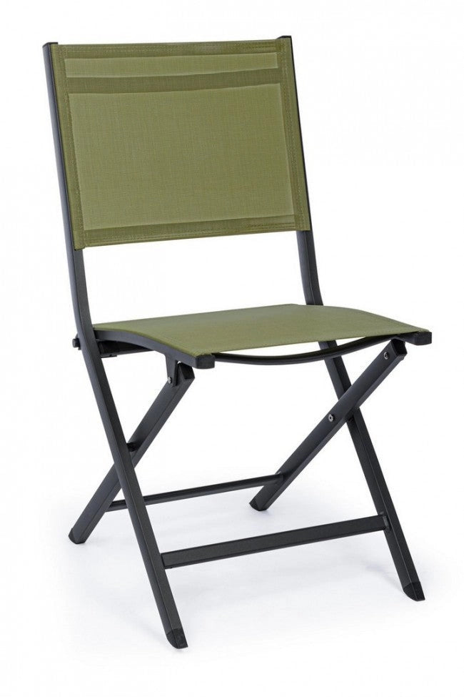 Set 4 Sedie Pieghevole da Giardino 47x57x88h cm Elin Antracite e Verde