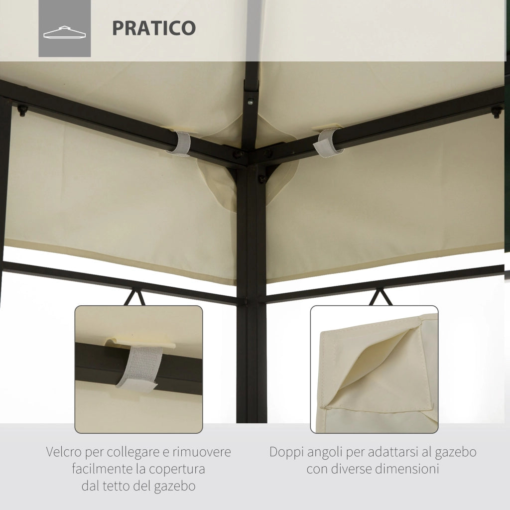 Tetto di Ricambio Impermeabile per Gazebo da Giardino Doppio Tetto 3x4m