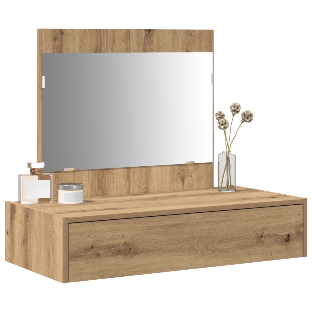Tavolo da Trucco Appendibile in Rovere Artigianale 83x40x70 cm