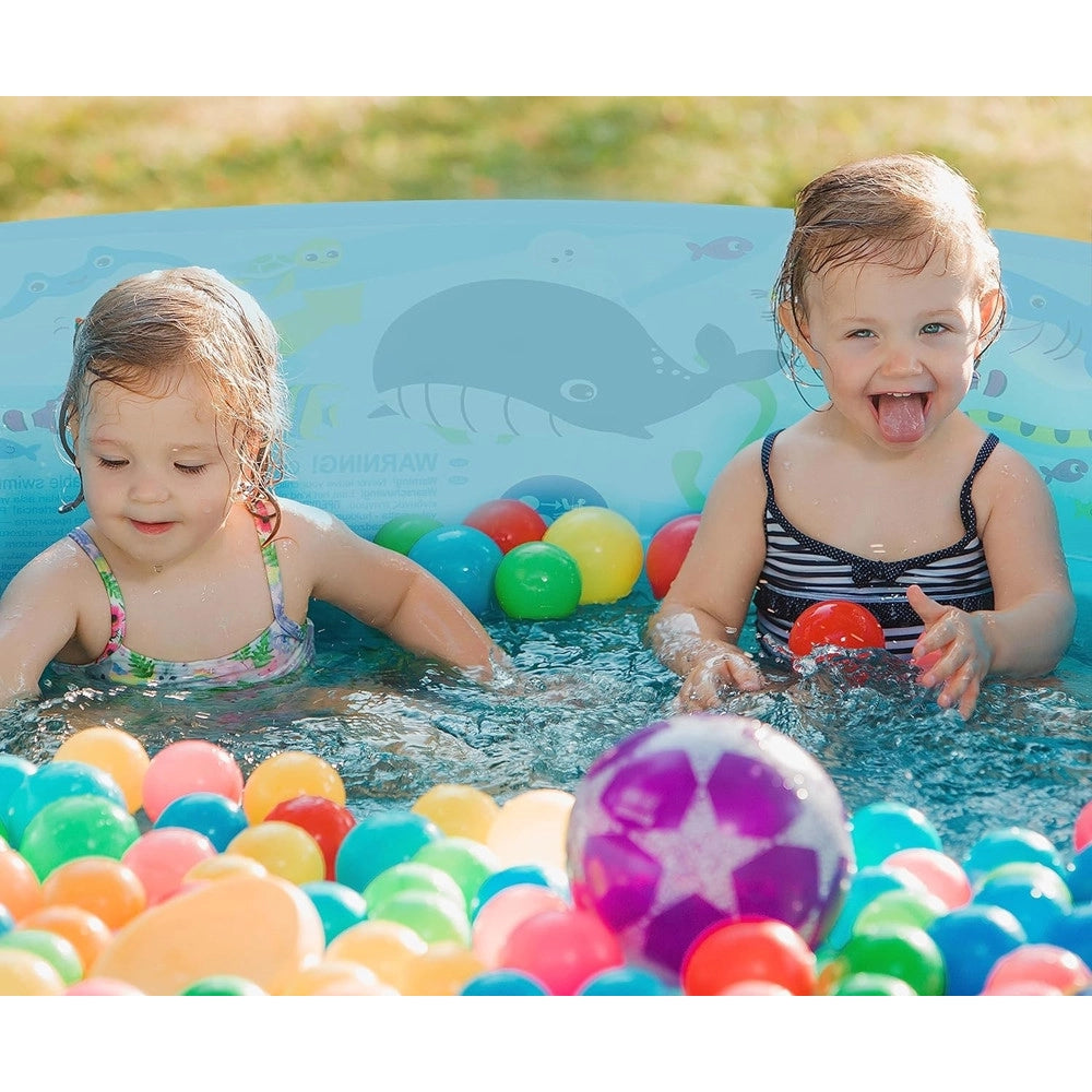 Trade Shop - Piscina Rotonda 120x25 Cm Motivo Fondo Del Mare Per Bambini Giardino Estate 016092 -