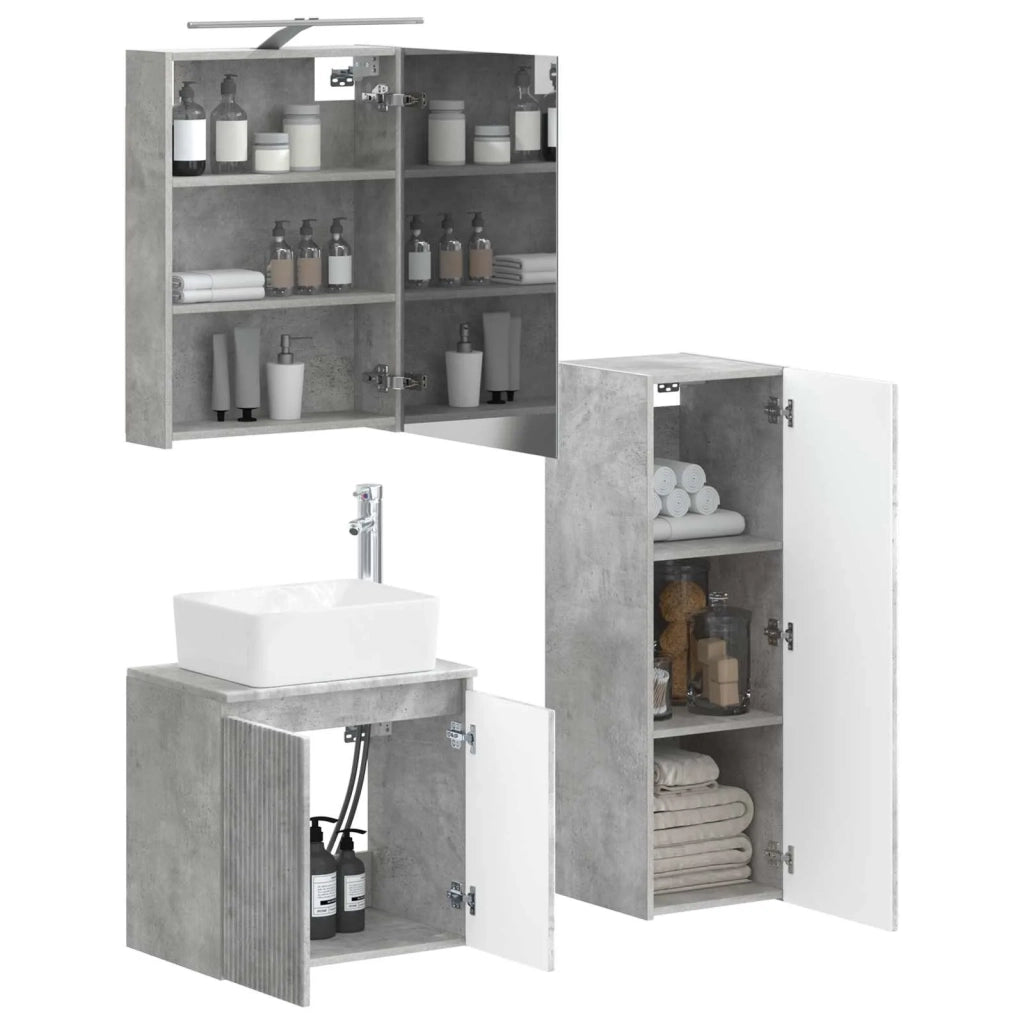 Set di mobili per il bagno 4 pcs Grigio Cemento 3407434