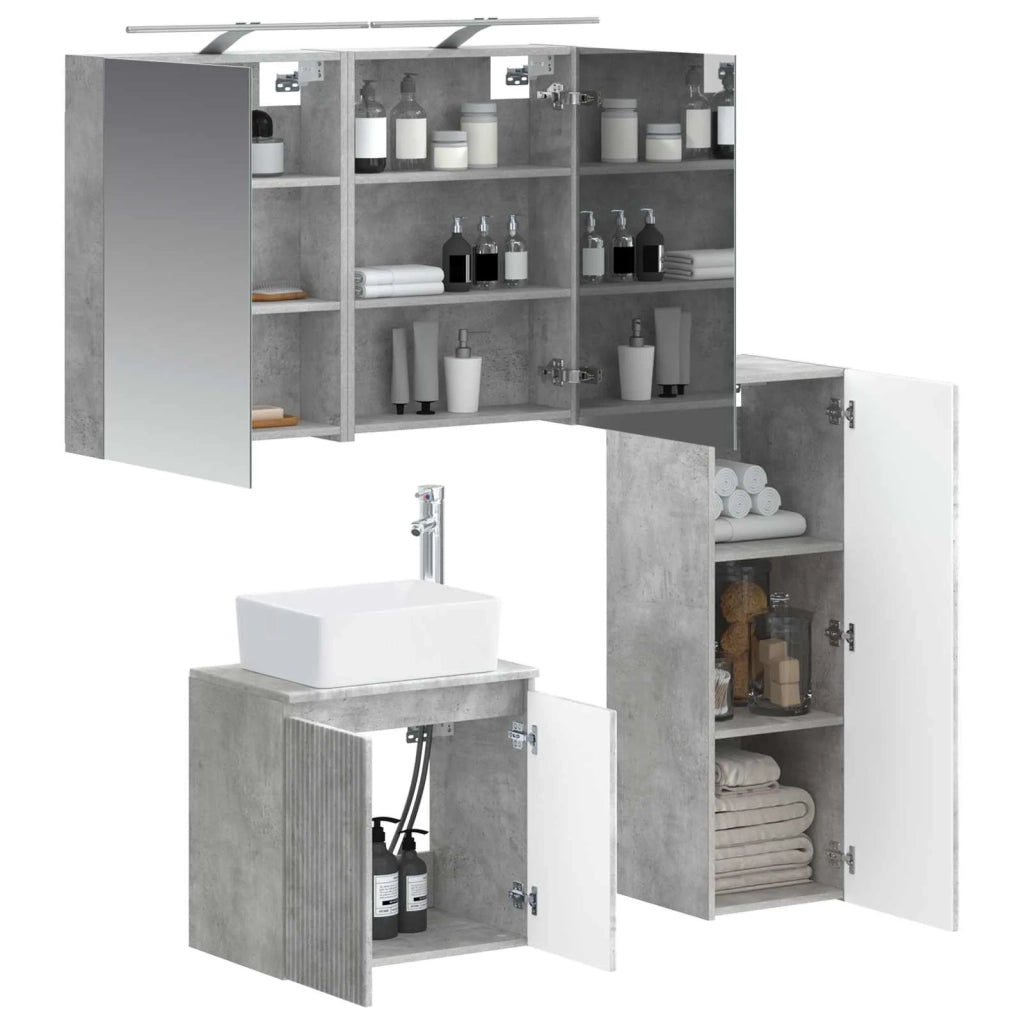 Set di mobili per il bagno 4 pz Grigio Cemento 3407434