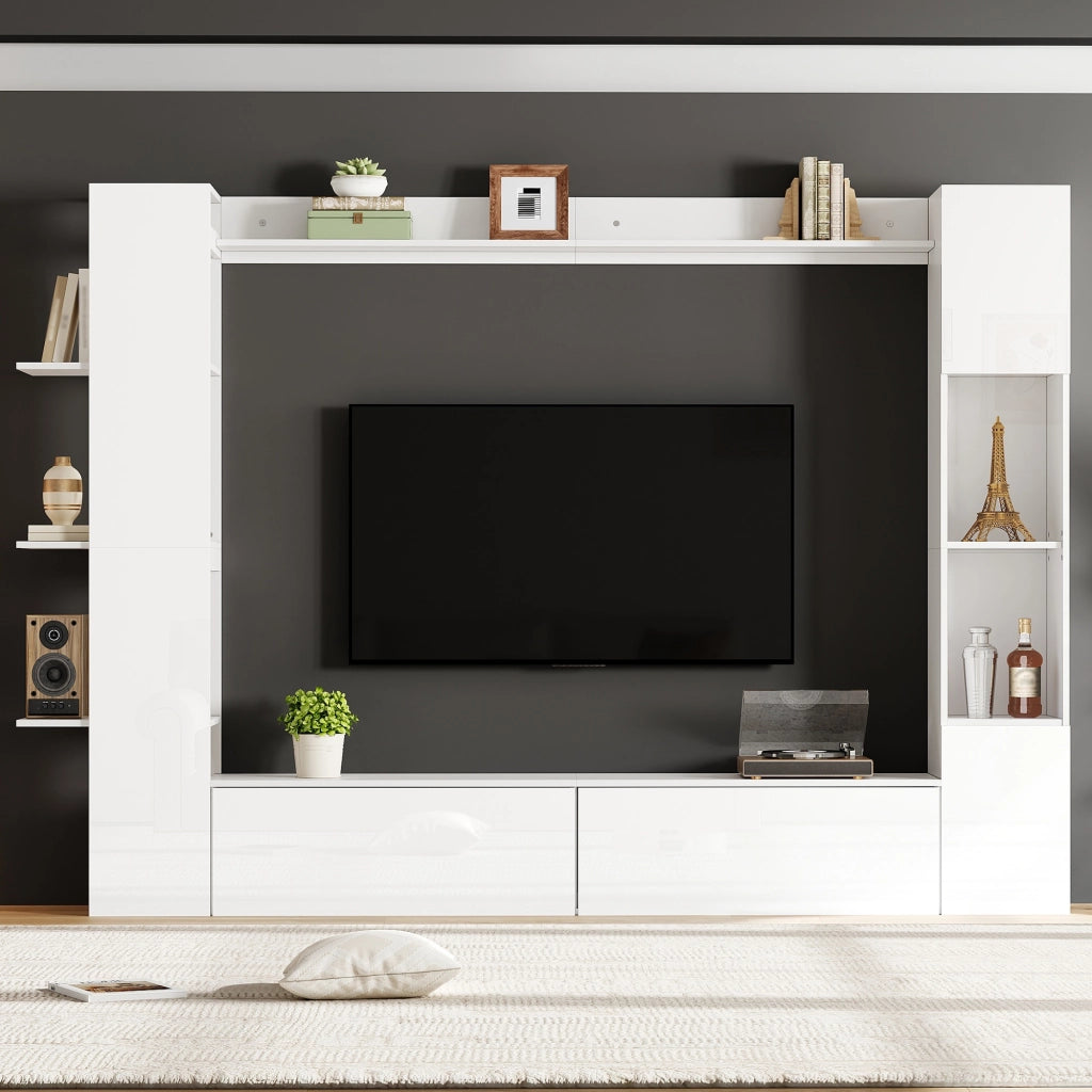 Cassettiera per TV bianca in truciolato 228 cm