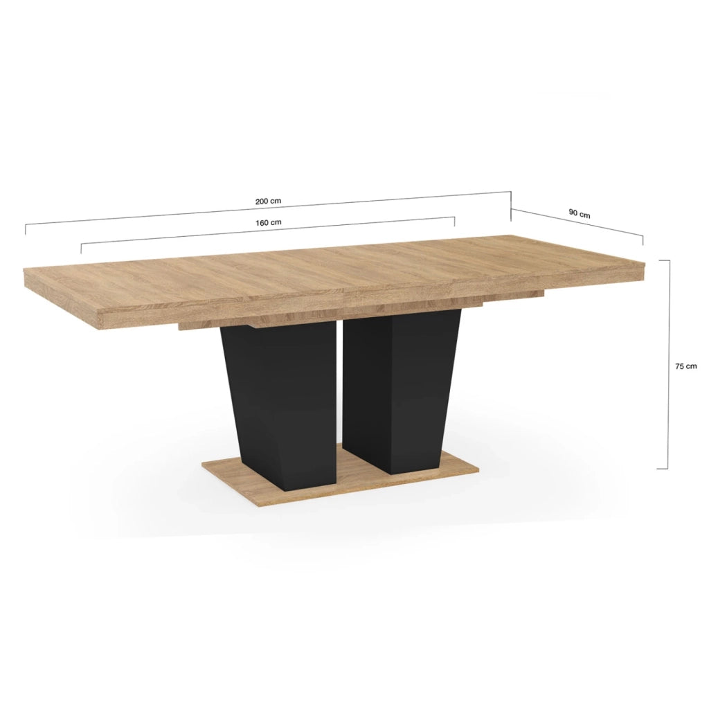 IDMarket - ELIAD tavolo da pranzo rettangolare allungabile 6-10 persone legno e nero 160-200 cm