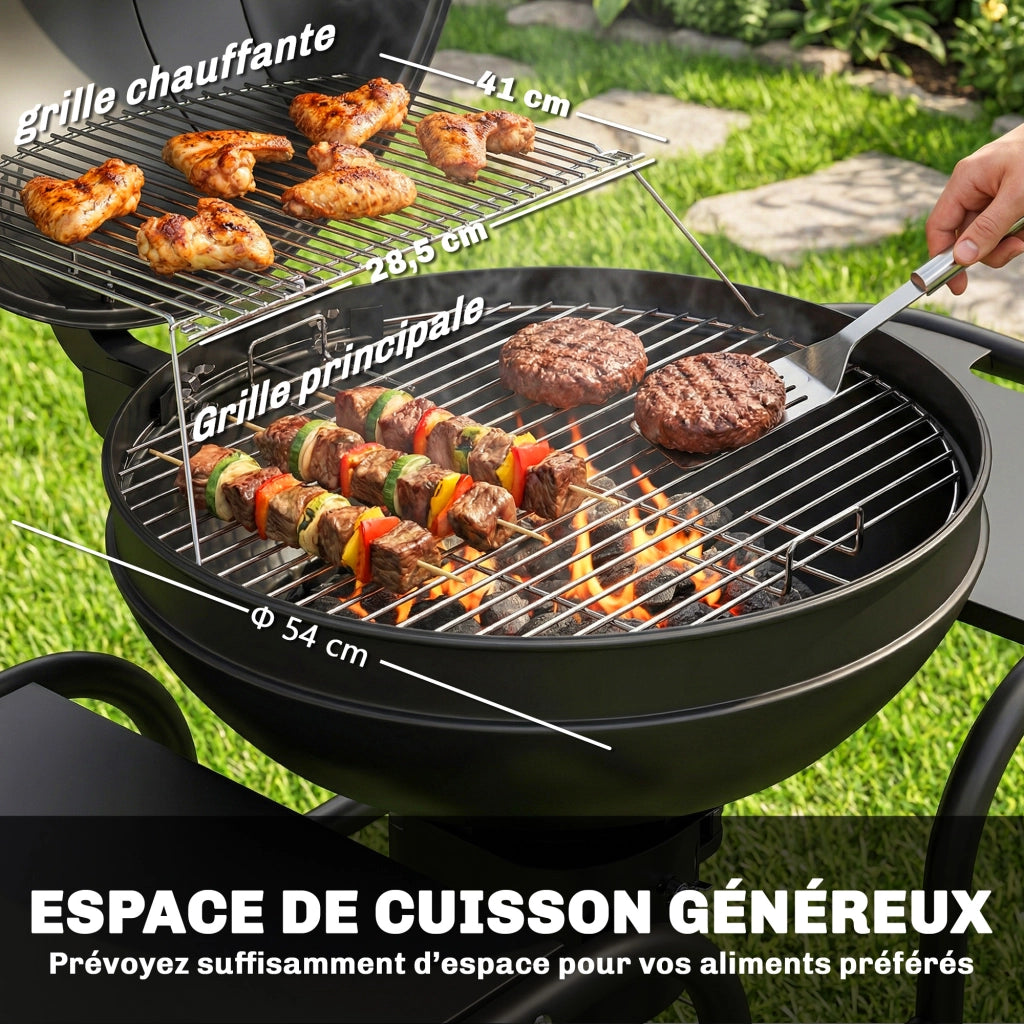 Barbecue a Carbonella Rotondo con Coperchio ¨C zephmum ¨C Nero, Acciaio, 129x63.5x106.5 cm