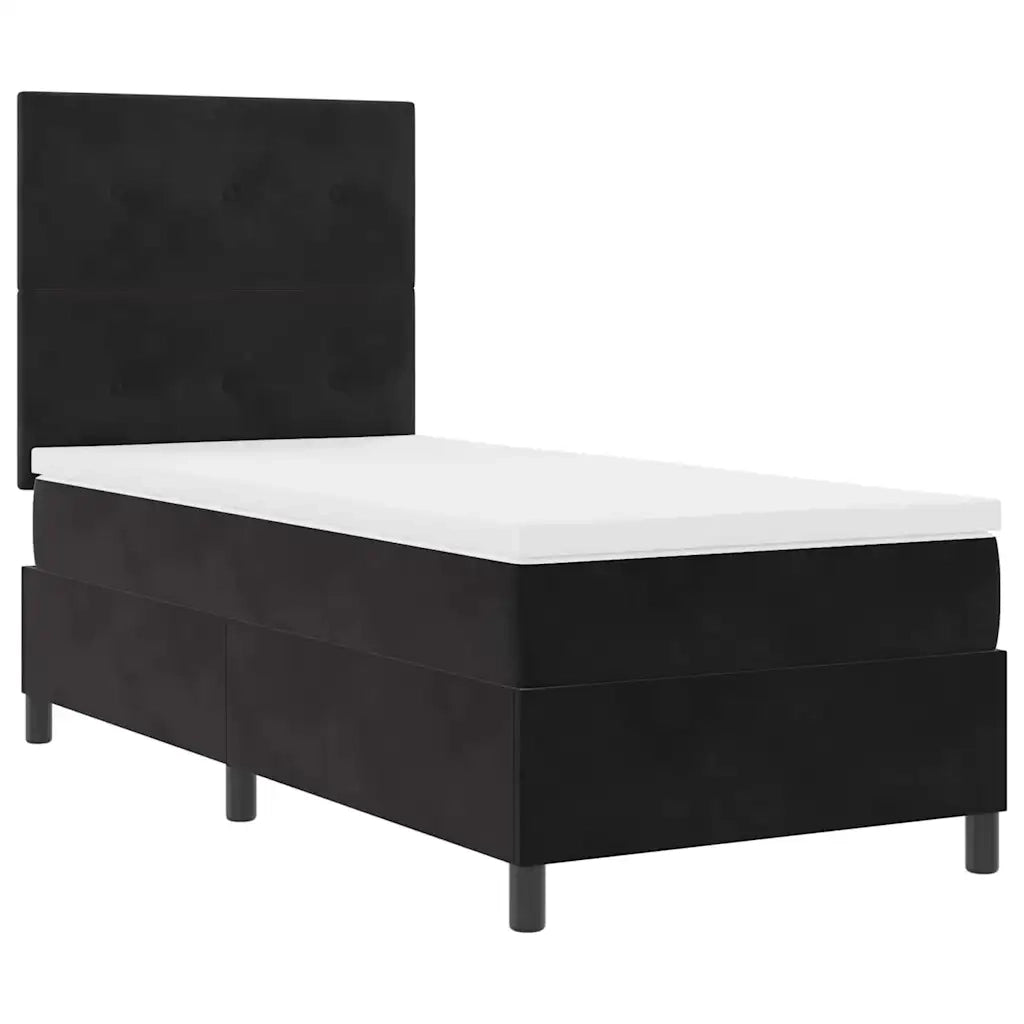 Letto a Sorgente LED con materasso Nero 80 x 200 cm Tessuto