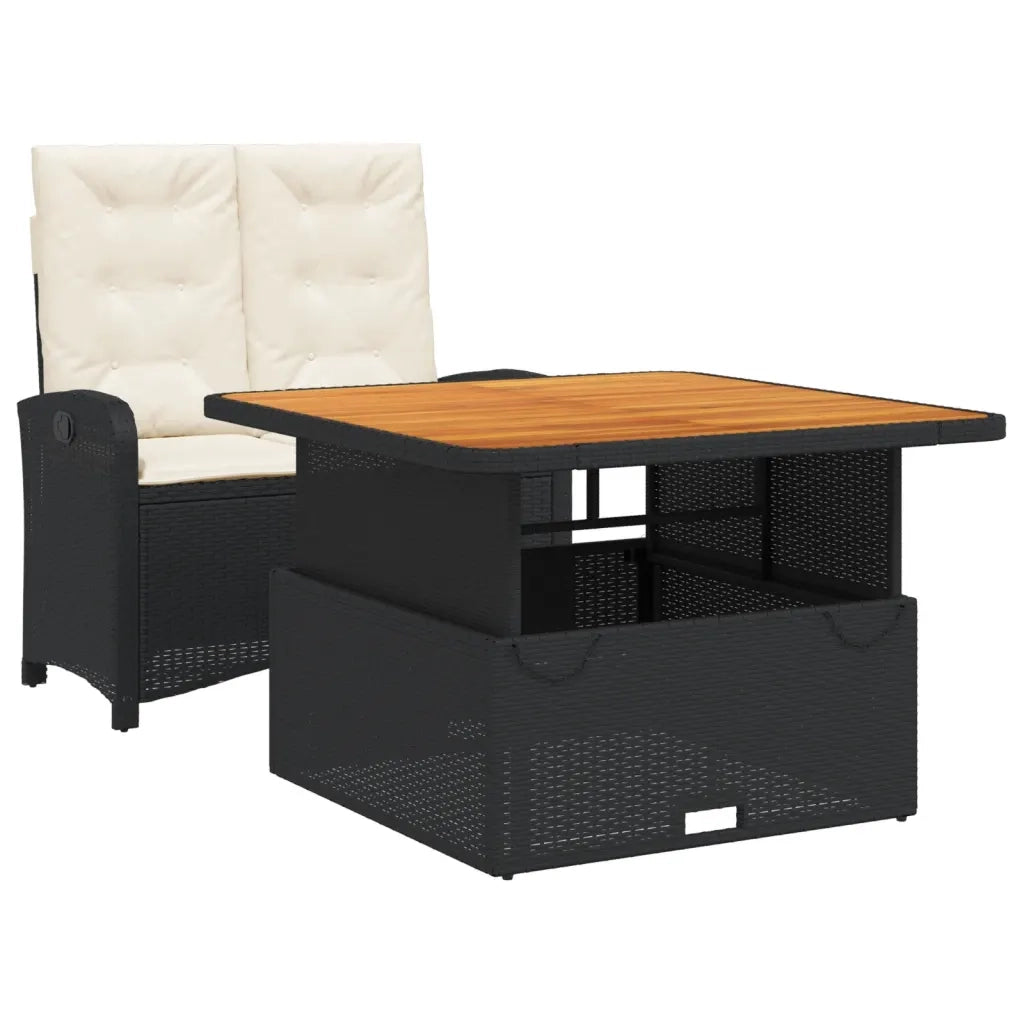 Set da Pranzo da Giardino 2 pz con Cuscini Nero in Polyrattancod mxl 114574