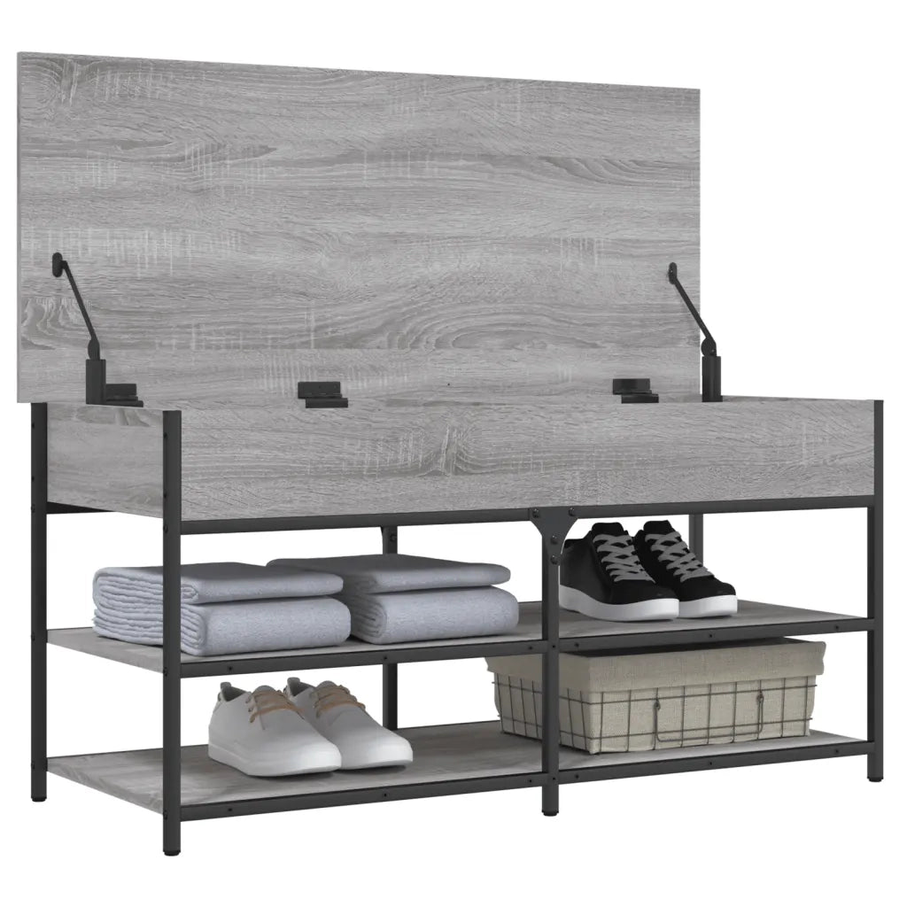Panca Porta Scarpe-Sgabello-Panca Scarpiera Grigio Sonoma 100x42,5x50 Legno Multistrato