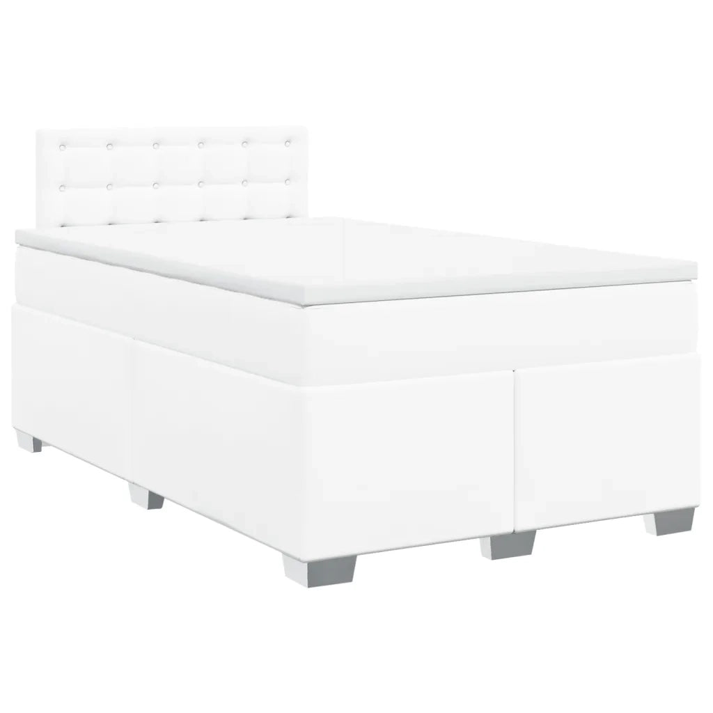 Giroletto a Molle con Materasso Bianco 120x190 cm in Similpelle