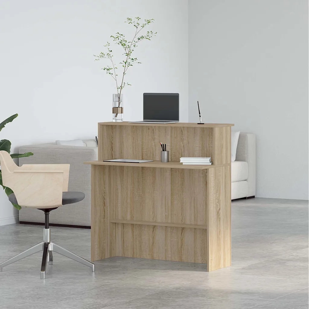 Scrivania per Reception Rovere Sonoma 100x50x103,5 cm in Legno Massello 859026