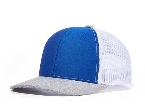 Cappello Trucker per Uomo - Cappello da Baseball per Uomo Respirabile - Cappello da Baseball per Uomo e Donna - Reale e Grigio e Bianco Tulle
