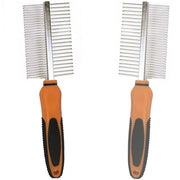 Trade Shop - Pettine Bilaterale Dentatura Metallo Pettina Spazzola Cane Gatto Toilettatura -