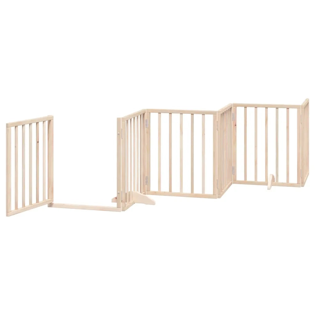 Cancelletto per cani con porta pieghevole 6 pannelli 300 cm in legno di pioppo 352173